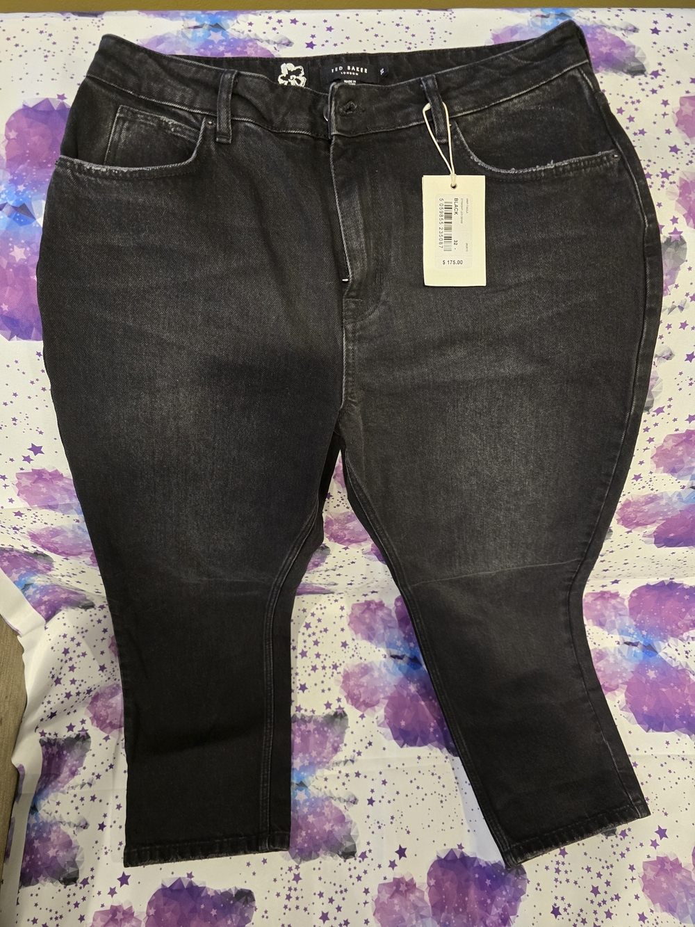 NWT Ted Baker London Tisola Black Straight Leg Denim Jeans Size 32